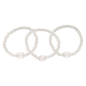 Bracelet, stretch, glass, clear, 7-8 inches wearable length. Sold per pkg of 3.