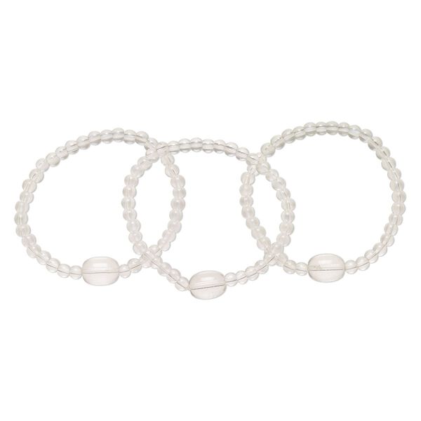 Bracelet, stretch, glass, clear, 7-8 inches wearable length. Sold per pkg of 3. image number 0