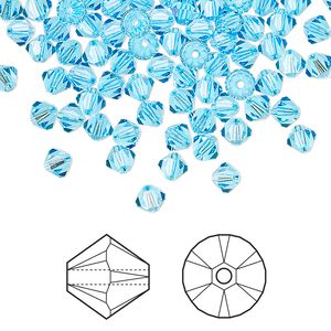Bead 144pk aquamarine, Crystal Passions® 4mm bicone 5328