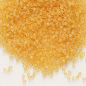 Seed bead, Delica®, glass, pkg/7.5g, #11 round, translucent matte light topaz (DB-0742).