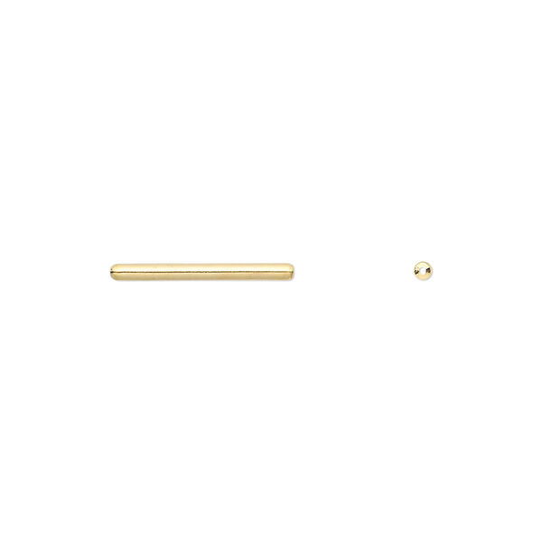 Bead, gold-plated brass, 15x1.5mm tube. Sold per pkg of 100. image number 0