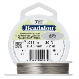 Wire, Beadalon®, nylon and stainless steel, bright, 7 strand, 0.018-inch diameter. Sold per 30-foot spool.