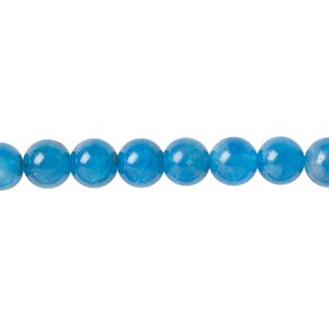 Blue apatite 1pkg1, round bead natural 8 inch 6-6.5mm