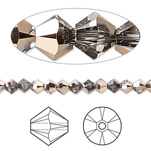 Bead 48pk crystal rose gold 18Kt gold plate, Crystal Passions® 4mm bicone 5328