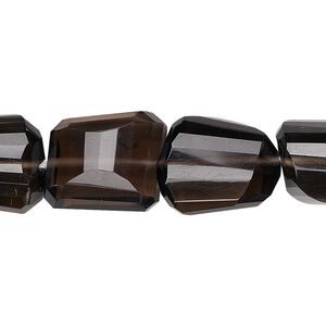 Smoky quartz 1pkg1, hand-faceted stepcut nugget bead 8 inch small to medium