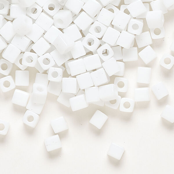 Seed bead, Miyuki 1pkg10g, glass, 3.5-3.7mm square, opaque white (SB-402) image number 0