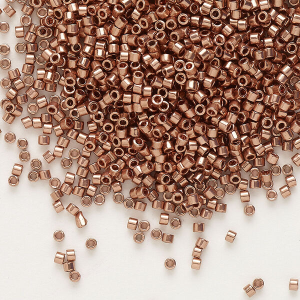 Seed bead, Delica®, glass, pkg/7.5g, #11 round, opaque copper-plated (DB-0040). image number 0