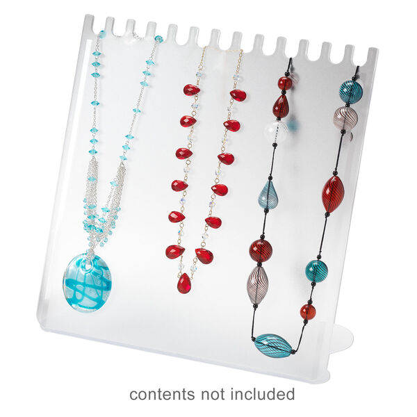 Display, chain and necklace, acrylic, frosted clear, 11-1/4 x 10-1/2 x 4-3/4 inches. Sold per pkg of 4. image number 1