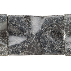 Black-grey marble 1pkg1, textured wavy flat rectangle bead natural, 15 inch 34x24mm-36x26mm dark