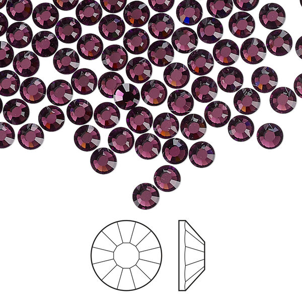 Flat back 144pk amethyst foil back, Preciosa Viva 12® Czech crystal rhinestone 3.8-4mm chaton rose round SS16 image number 0