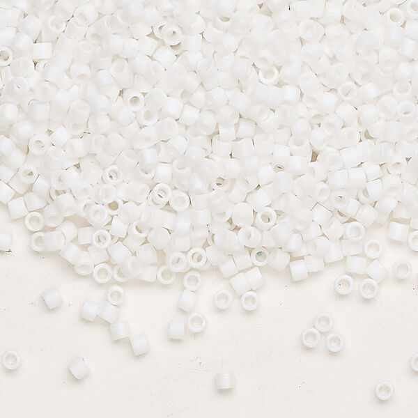 Seed bead, Delica®, glass, pkg/250g, #10 round, opaque matte rainbow chalk white (DBM-0351). image number 0