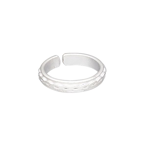 Ring, silver-plated copper, 4mm wide with braid design, adjustable. Sold individually. image number 0