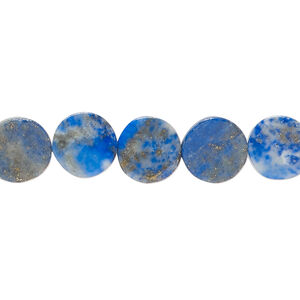 Lapis lazuli 1pkg1, hand-cut flat round bead natural, 12 inch 9-10mm