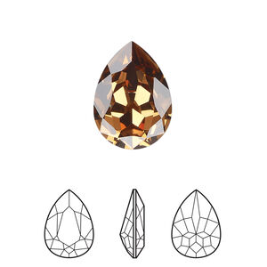 Fancy stone 1pkg1 light smoked topaz foil back, Crystal Passions® Regenerated 18x13mm pear 4320