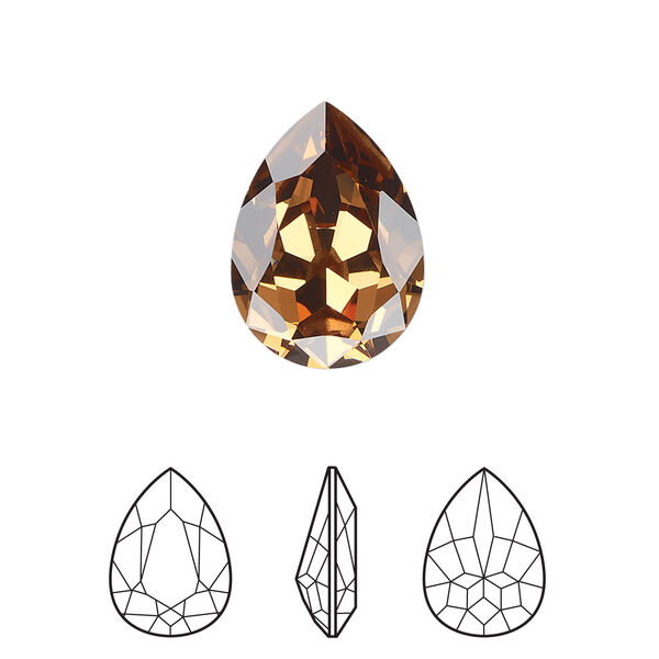 Fancy stone 1pkg1 light smoked topaz foil back, Crystal Passions® Regenerated 18x13mm pear 4320 image number 0