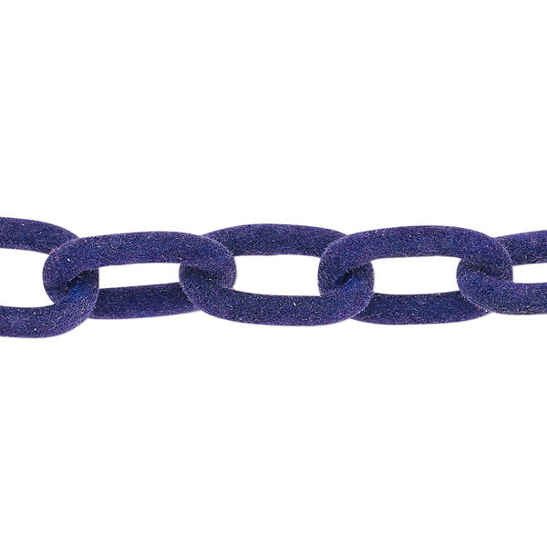 Chain, aluminum, flocked purple, 12mm cable. Sold per pkg of 24 inches. image number 0