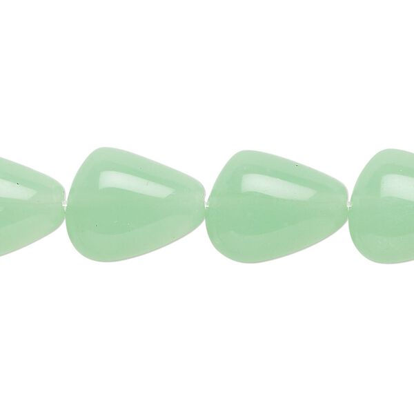 Bead, glass, translucent seafoam green, 15x12mm concave teardrop. Sold per 12-inch strand, approximately 20 beads. image number 0