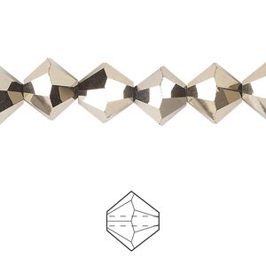 Bead 48pk opaque crystal aurum 2X, Celestial Crystal® 10mm bicone