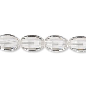 Quartz crystal 1pkg10, hand-cut faceted oval bead natural 10x7mm-13x9mm