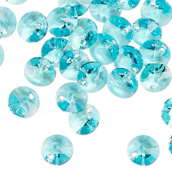 Drop 144pk light turquoise, Swarovski® 8mm pendant mini disk 6428 image number 1