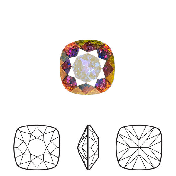 Fancy stone 1pk crystal AB foil back, Crystal Passions® 12mm cushion 4470 image number 0