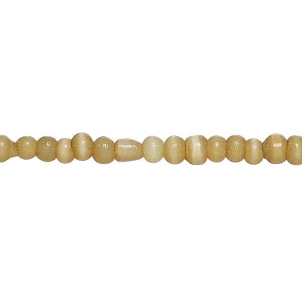 Bead, cat's eye glass (fiber optic glass), dark khaki, 3-4mm round, economy grade. Sold per 15-inch strand. image number 0