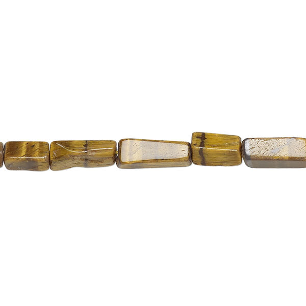 Bead, tigereye (natural), 7x3mm-13x4mm hand-cut square tube, C grade, Mohs hardness 7. Sold per 14-inch strand. image number 0