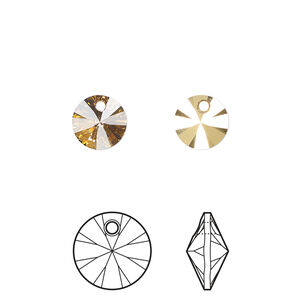 Drop 1pkg12 crystal aurum, Crystal Passions® 8mm pendant mini disk 6428