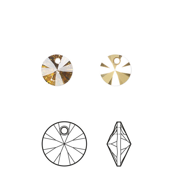 Drop 1pkg12 crystal aurum, Crystal Passions® 8mm pendant mini disk 6428 image number 0