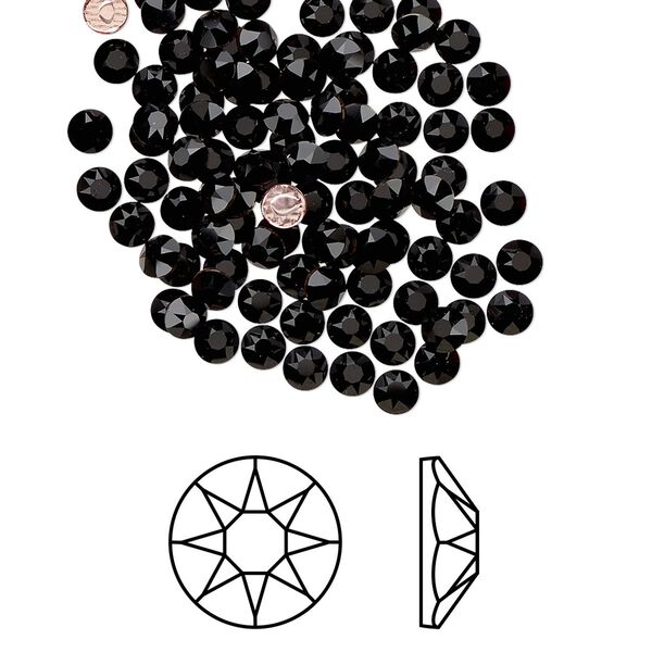 Flat back 144pk jet foil back, Crystal Passions® hotfix rhinestone 3-3.2mm rose round SS12 2078HF image number 0