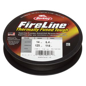 Thread, Berkley® FireLine®, high-modulus polyethylene, 8-fiber braid, smoke, 0.24mm diameter, 14-pound test. Sold per 125-yard spool.