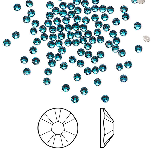 Flat back 144pk blue zircon foil back, Crystal Passions® 2.1-2.3mm rose round SS7 2058 image number 0
