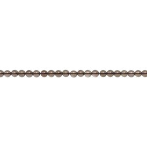 Smoky quartz 1pkg1, round bead 15.5-16 inch 2mm