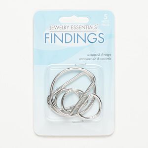 D-ring, silver-finished steel, 25x18mm and 45x31mm. Sold per pkg of 5.