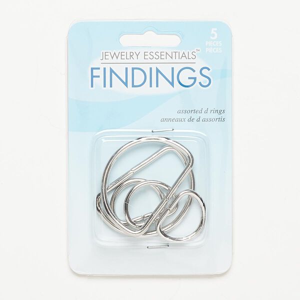 D-ring, silver-finished steel, 25x18mm and 45x31mm. Sold per pkg of 5. image number 0