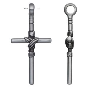 Pendant, antiqued "pewter" (zinc-based alloy), 72x35mm cross. Sold individually.