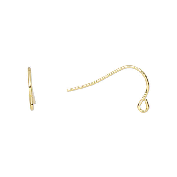 Ear wire, "vermeil", 11mm fishhook with open loop, 21 gauge. Sold per pkg of 2 pairs. image number 0