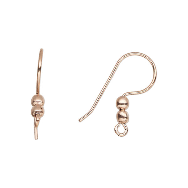 Ear wire fishhook 1pkg50 copper-plated, 21mm / 2-3mm balls / open loop, 19 gauge copper 25 pair image number 0