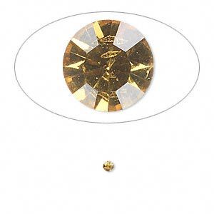 Chaton, glass rhinestone, light topaz, foil back, 2.1-2.2mm faceted round, PP15. Sold per pkg of 72.