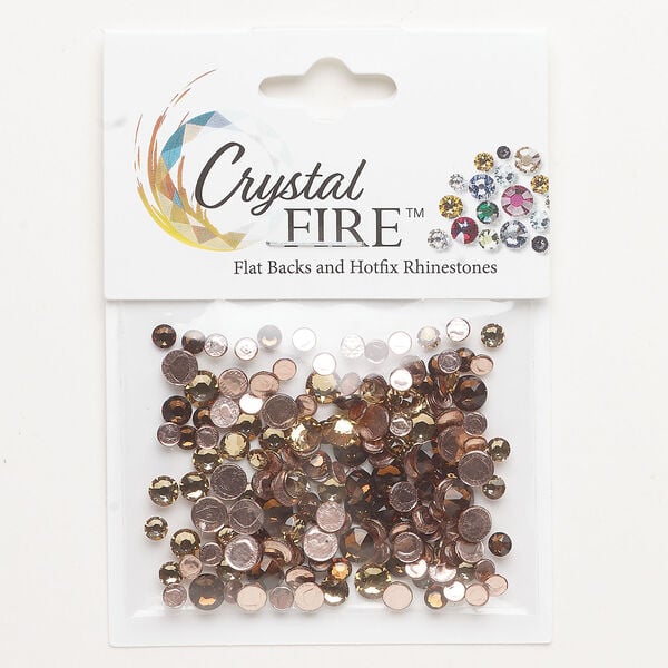 Flat back mix 1pkg144 crystal clear / cobalt blue / Indian Siam foil back, Crystal FIRE®, 3.00-4.80mm hotfix round SS12 / SS16 / SS20 image number 0