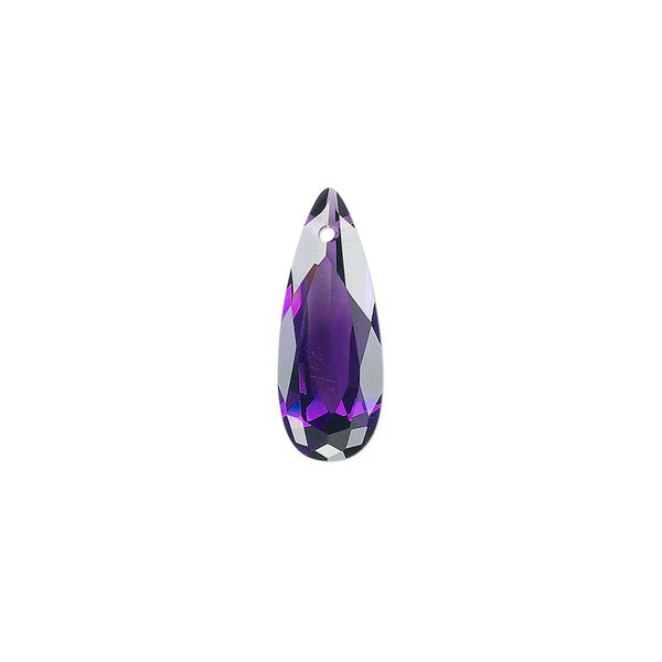 Drop, cubic zirconia, amethyst purple, 18x7mm hand-faceted teardrop, Mohs hardness 8-1/2. Sold per pkg of 2. image number 0
