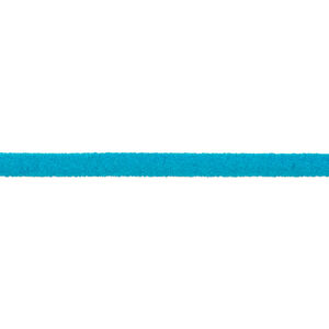 Cord, velveteen and rubber, turquoise blue, 3mm round with 1-1.5mm hole. Sold per pkg of 5 feet.