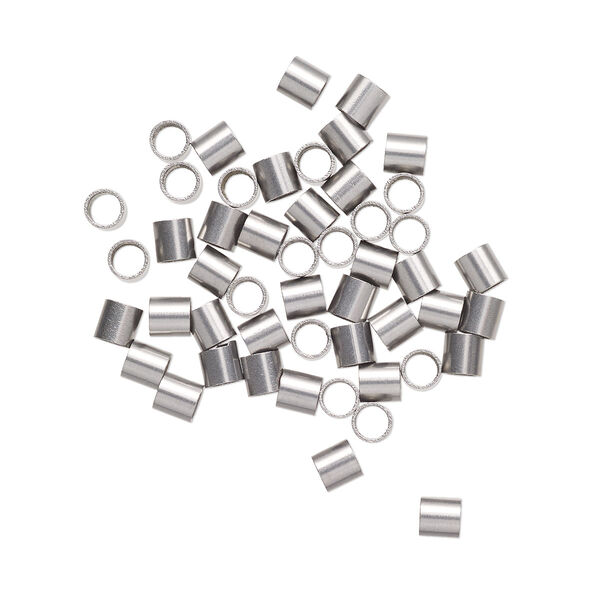 Crimp, stainless steel, pkg/50, 3x3mm round tube, 1.5mm inside diameter. image number 0