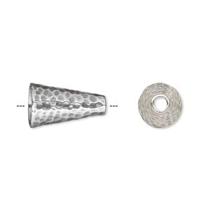 Cone, JBB Findings, antique silver-plated brass, 15.5x9mm hammered, fits 7.5mm bead. Sold individually.