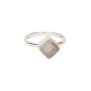 Ring, Create Compliments®, druzy agate (dyed) and sterling silver, white, 10mm wide diamond, size 7.5. Sold individually.