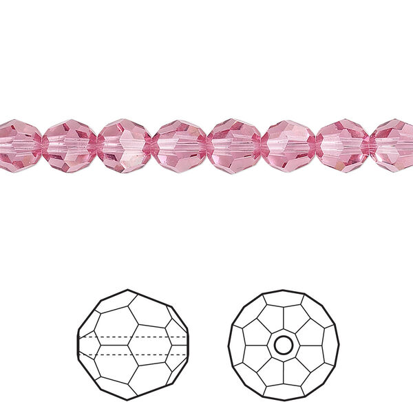 Bead 12pk rose, Crystal Passions® 6mm round 5000 image number 0