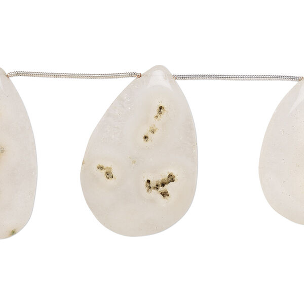 Solar quartz 1pkg6, hand-cut top-drilled puffed teardrop bead natural 22x16mm-40x27mm image number 0
