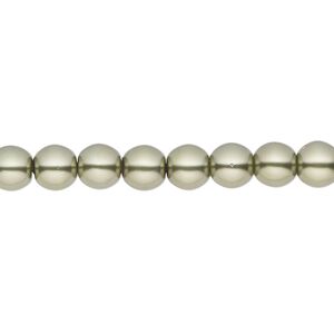 Bead, Czech glass pearl, steel, 6mm round. Sold per 18-inch strand, approximately 75 beads.