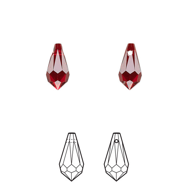 Drop 288pk Siam, Swarovski® 11x5.5mm pendant teardrop 6000 image number 0
