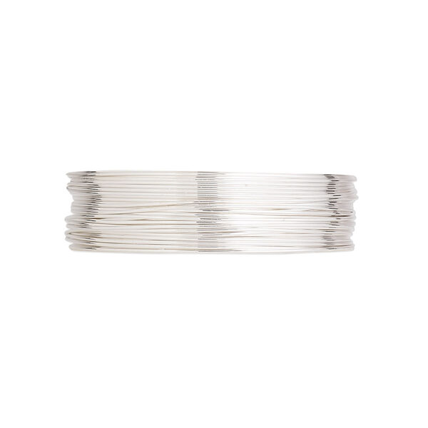 Wire, Argentium® silver, half-hard, round, 26 gauge. Sold per pkg of 5 feet. image number 0